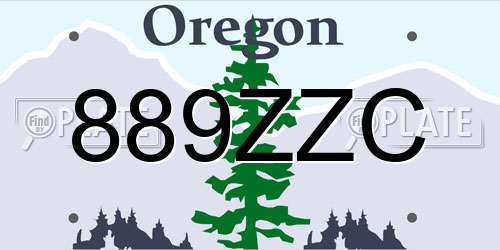 889ZZC Oregon License Plate