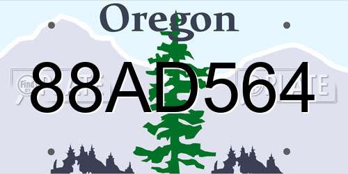 88AD564 Oregon License Plate