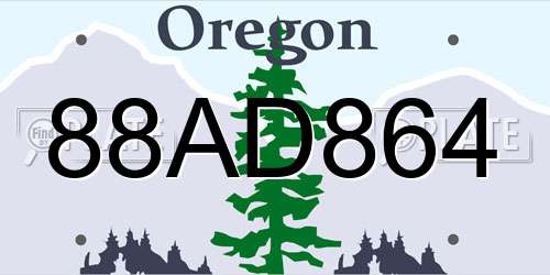 88AD864 Oregon License Plate