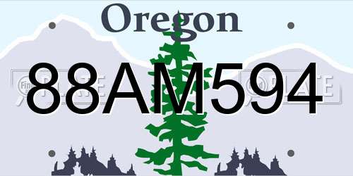 88AM594 Oregon License Plate
