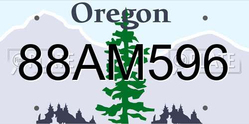88AM596 Oregon License Plate