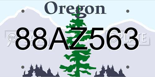 88AZ563 Oregon License Plate