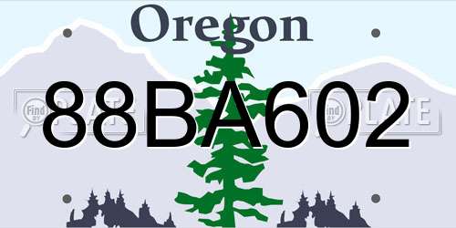 88BA602 Oregon License Plate