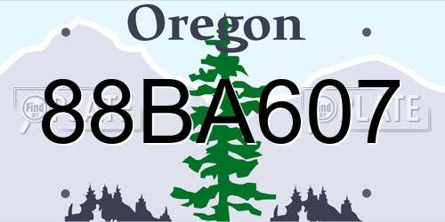 88BA607 Oregon License Plate