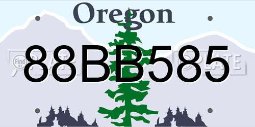 88BB585 Oregon License Plate