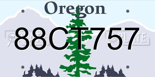 88CT757 Oregon License Plate