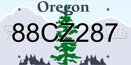 88CZ287 Oregon License Plate