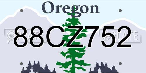 88CZ752 Oregon License Plate