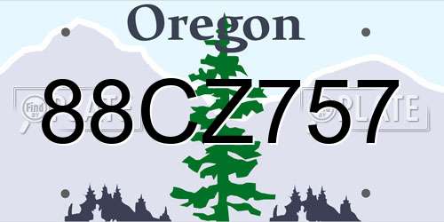 88CZ757 Oregon License Plate