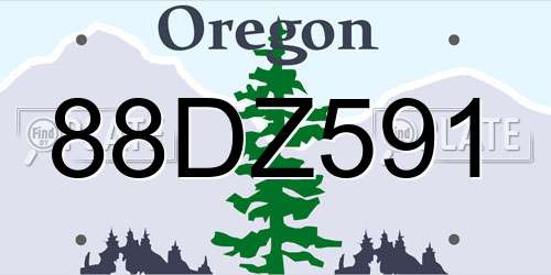 88DZ591 Oregon License Plate