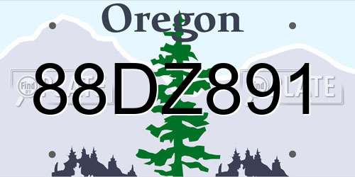 88DZ891 Oregon License Plate