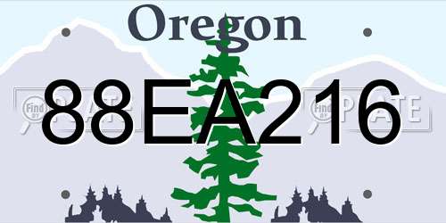 88EA216 Oregon License Plate