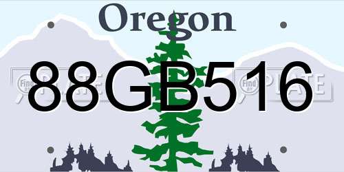 88GB516 Oregon License Plate