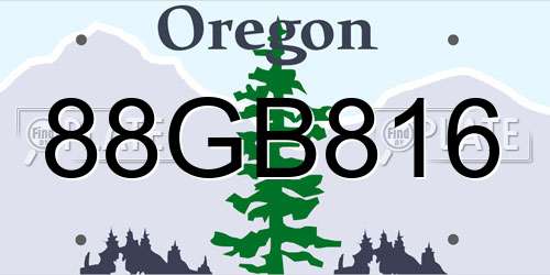 88GB816 Oregon License Plate