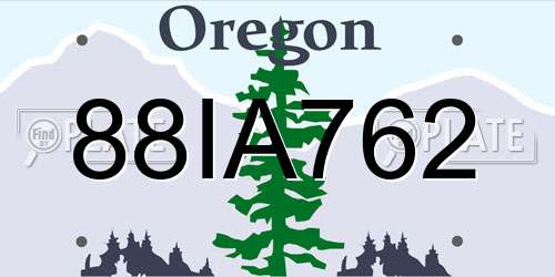 88IA762 Oregon License Plate
