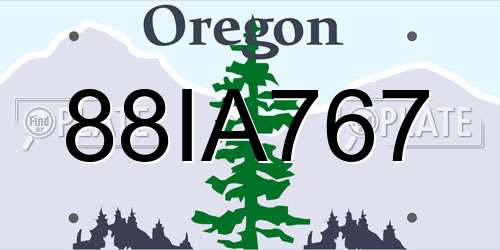 88IA767 Oregon License Plate