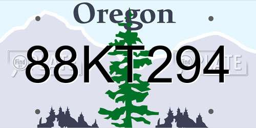 88KT294 Oregon License Plate