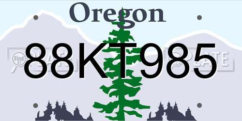 88KT985 Oregon License Plate