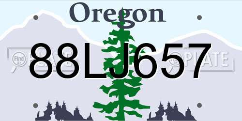 88LJ657 Oregon License Plate