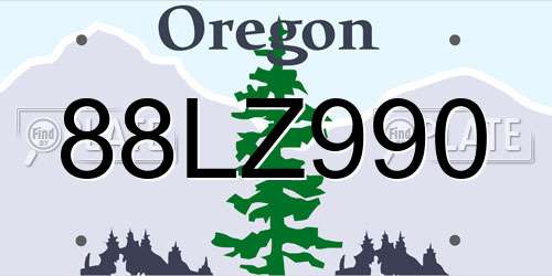 88LZ990 Oregon License Plate