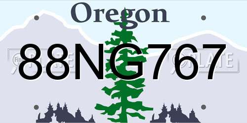 88NG767 Oregon License Plate