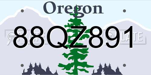 88QZ891 Oregon License Plate