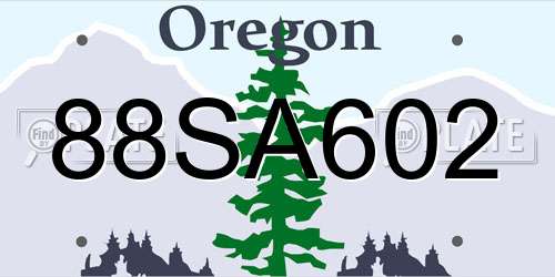 88SA602 Oregon License Plate