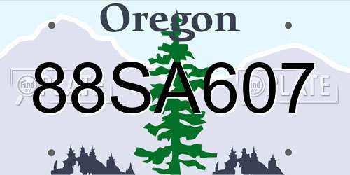 88SA607 Oregon License Plate