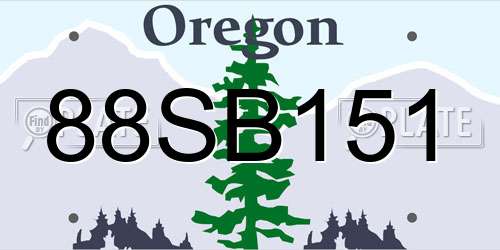 88SB151 Oregon License Plate