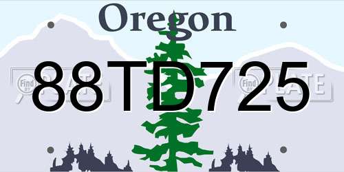 88TD725 Oregon License Plate