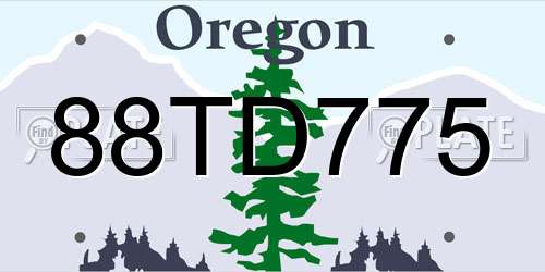 88TD775 Oregon License Plate