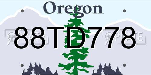 88TD778 Oregon License Plate