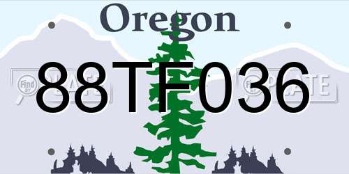 88TF036 Oregon License Plate