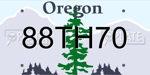 88TH70 Oregon License Plate
