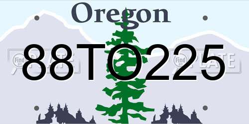88TO225 Oregon License Plate