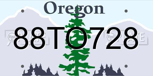 88TO728 Oregon License Plate