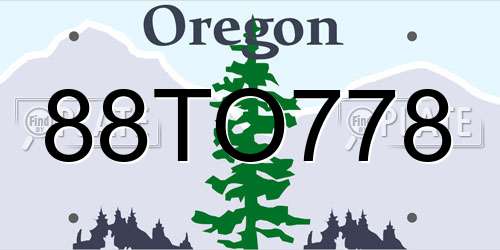 88TO778 Oregon License Plate