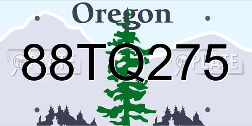 88TQ275 Oregon License Plate