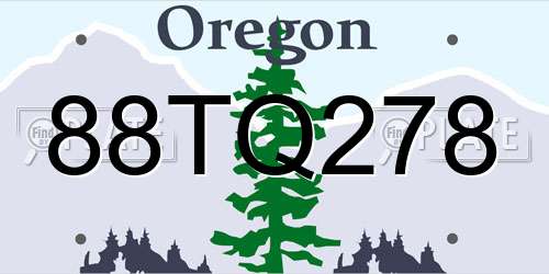 88TQ278 Oregon License Plate