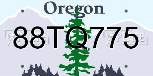 88TQ775 Oregon License Plate