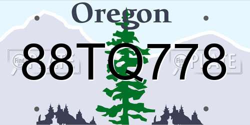 88TQ778 Oregon License Plate