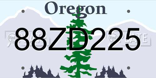 88ZD225 Oregon License Plate