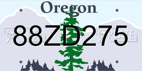 88ZD275 Oregon License Plate