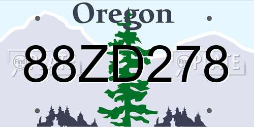 88ZD278 Oregon License Plate