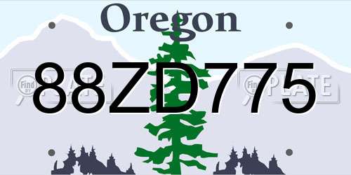 88ZD775 Oregon License Plate