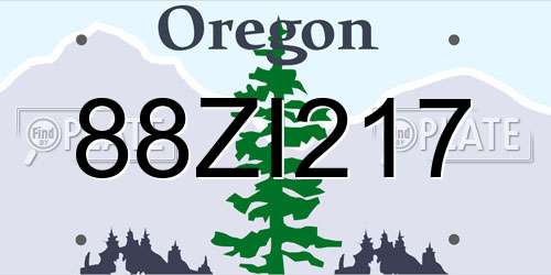 88ZI217 Oregon License Plate