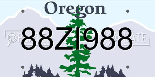 88ZI988 Oregon License Plate