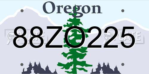 88ZO225 Oregon License Plate