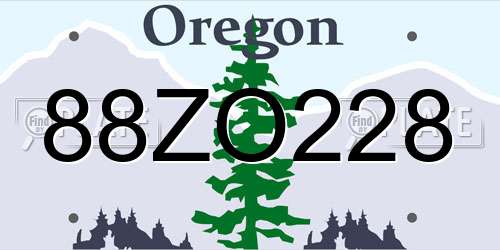 88ZO228 Oregon License Plate