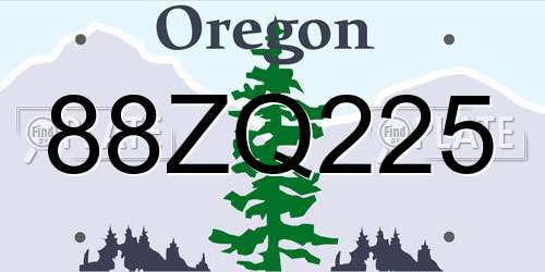 88ZQ225 Oregon License Plate